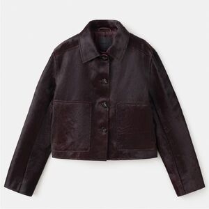 Mango Deep Burgundy Pony-hair Leather Jacket